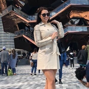 bebe Cream Double-Breasted Trench Coat